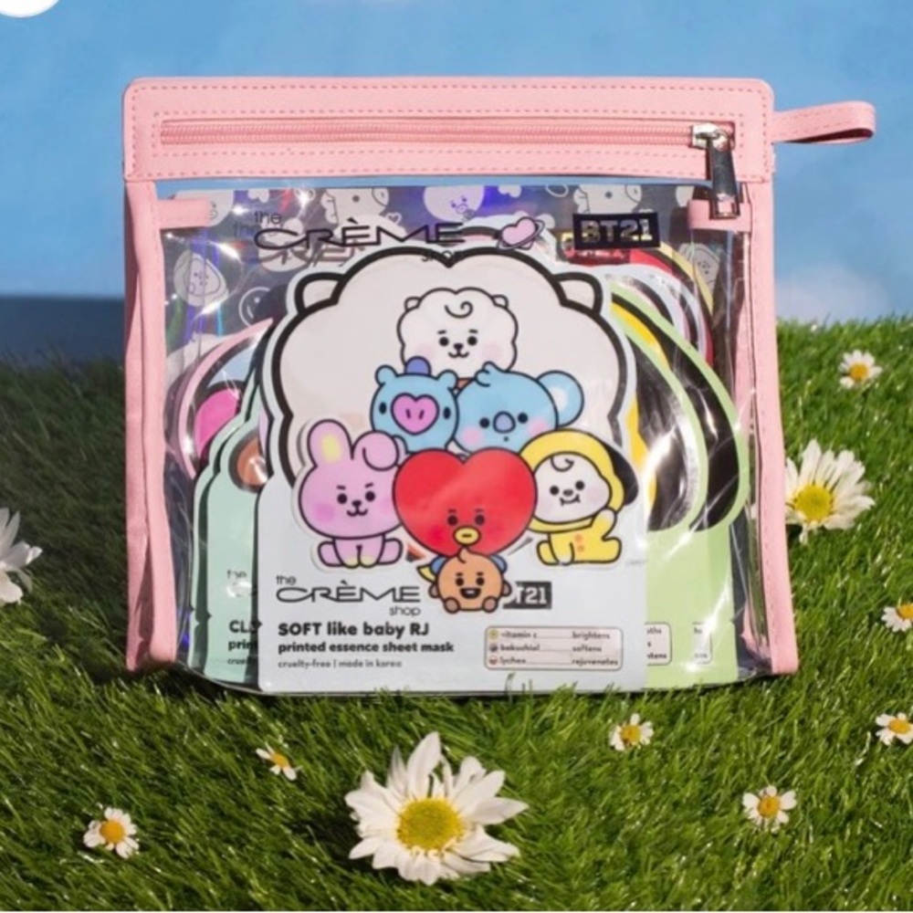 BT21 Baby Printed Sheet Mask Set with Large Travel Pouch Limited Edition NEW - Picture 3 of 14
